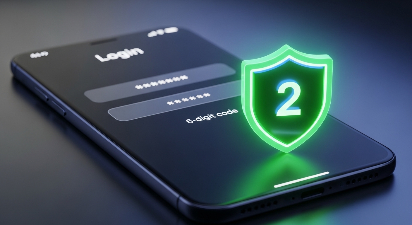 A 3D illustration of what is two-factor authentication protecting a smartphone login.