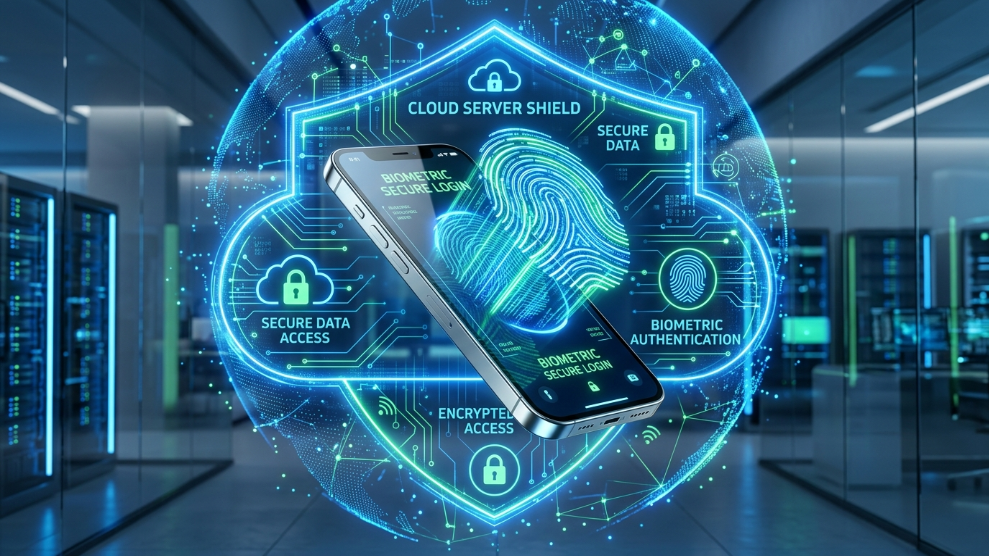A 3D illustration of a smartphone projecting a digital fingerprint, representing MoreLogin Cloud Phone's advanced mobile spoofing.