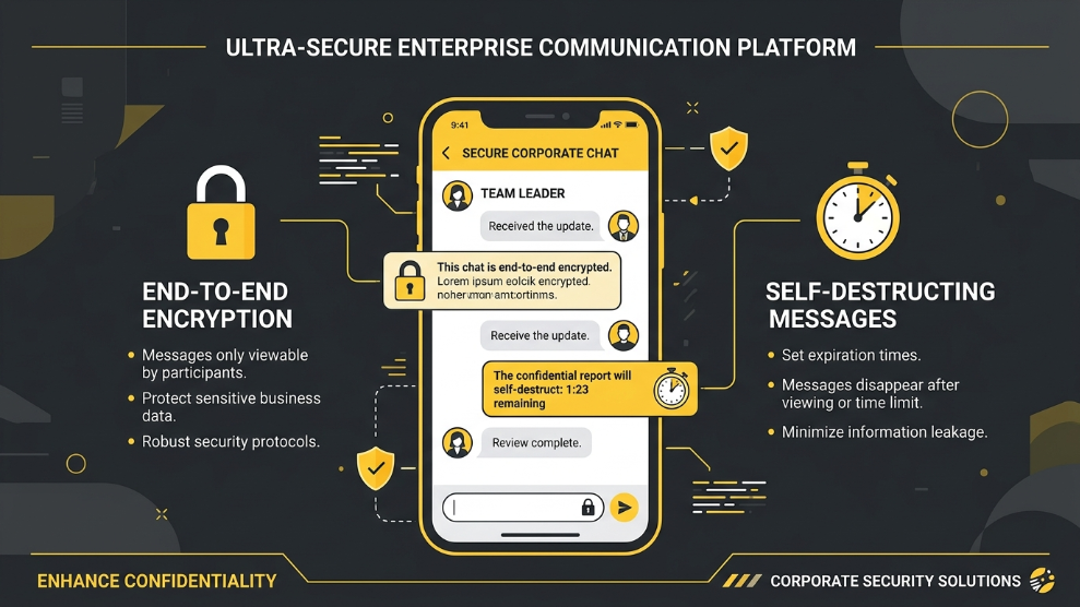 An infographic demonstrating the KeeperChat encrypted messaging application included with Keeper Security.
